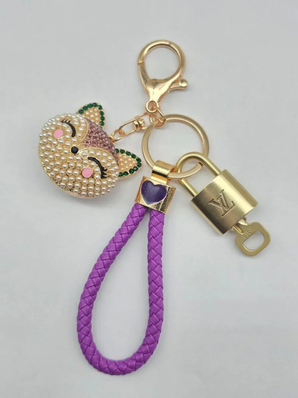 Authentic Louis Vuitton Padlock & Key Gold ✨ Unbranded Bunny Head Charm Keychain
